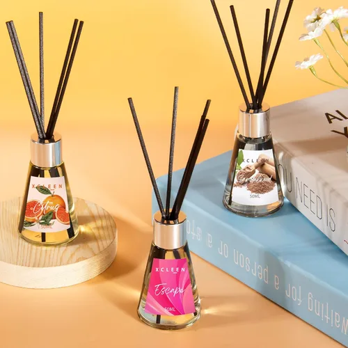 Miniatura 7 de Xcleen juego de difusores de caña de 3 unidades, Escape/Citrus/Sandalwood, difusor perfumado con 15 varillas de fibra, difusor de aceite