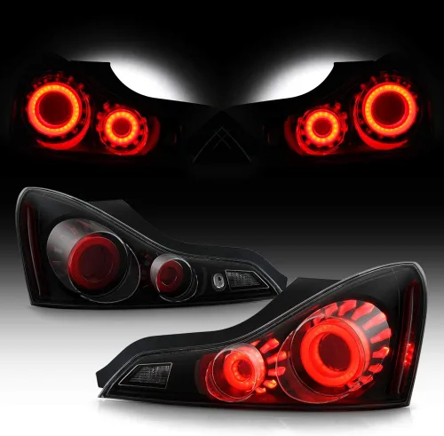 ACANII - Para 2008-2013 Infiniti G37 / 14-15 Q60 Coupé carcasa negra lente ahumada 3D LED tubo luces traseras luces montaje