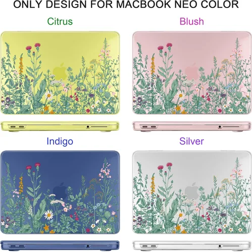 Miniatura 4 de TWOLSKOO Funda para MacBook Neo de 13 pulgadas 2026 A3404 A18 Pro, funda rígida de plástico con adaptador tipo C, 2 fundas para cámara web, cubierta