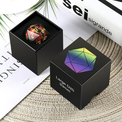 Miniatura 4 de DNDND - Dados D20 de 1.299 in, 1.31 pulgadas, ojo de dragón líquido, 20 dados con hermosa caja de regalo para Calabozos y Dragones (azul)