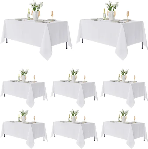 Miniatura 24 de Fitable - Paquete de 6 manteles redondos blancos - 120 pulgadas de diámetro - Manteles resistentes a las manchas y lavables, manteles de poliéster