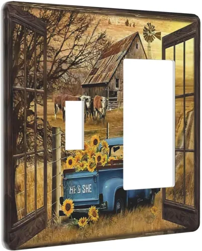 Miniatura 41 de Rainbow in the Clouds - Placas de Pared de Doble Interruptor de 2 Posiciones, Panel de Arte Rosa, Cubierta de Interruptor de Luz, Placa Frontal Arco