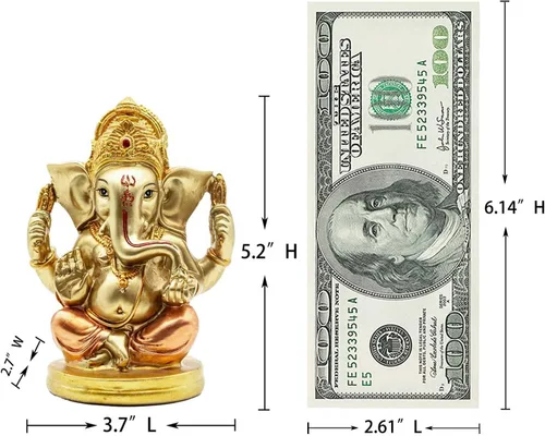 Miniatura 5 de BangBangDa Estatua de Lord Ganesha hindú – Elefante indio Dios Murti Decoración Pintura a mano Figuras ídolo Boda Regreso Regalos para el Hogar