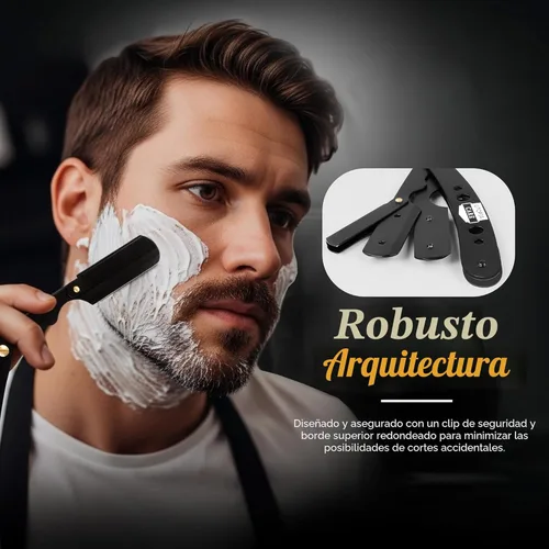 Miniatura 2 de Utopia Care Maquinilla de afeitar recta profesional para hombres, peluquero de borde recto de seguridad con 100 cuchillas, color negro