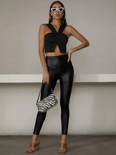 Miniatura 5 de SheIn Top sin mangas con abertura fruncida, sin mangas, para mujer
