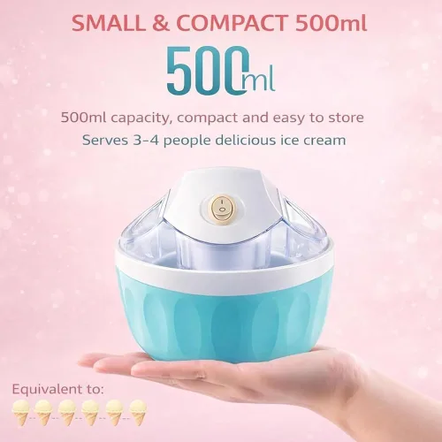 Miniatura 5 de Pequeña máquina de helados para el hogar, máquina de helados personal para yogur congelado casero, helado y sorbete, mini máquina de helados