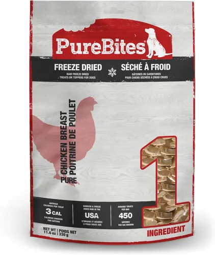PureBites Golosinas liofilizadas de pollo para perros, 1 ingrediente, fabricadas en Estados Unidos, 11.6 onzas