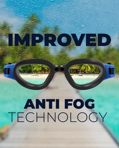 Miniatura 9 de AqtivAqua DX - Gafas de natación con visión amplia para adultos, hombres y mujeres, antiempañamiento y sin fugas Gafas azules + funda azul