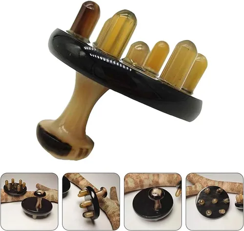 Miniatura 7 de EXCEART Peine de pelo natural de cuerno de buey Guasha raspado peine de masaje anti estático peine de dientes anchos para el cabello masajeador