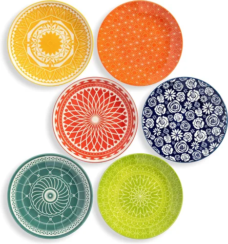 Miniatura 10 de Annovero - Platos de Postre - Plato Pequeño de 6 Pulgadas para Aperitivo, Pastel, Snack, Tarta, Cóctel - Apto para Microondas - Mini Platillo