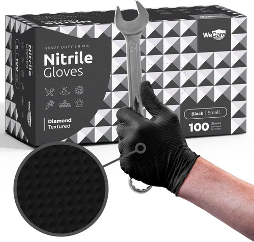 Miniatura 9 de WECARE Guantes de nitrilo de 8 mil, guantes de mecánico resistentes, con agarre de diamante, guantes desechables sin polvo ni látex