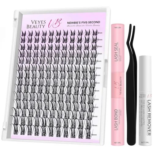 Miniatura 17 de VEYESBEAUTY Extensiones de Pestañas en Racimos Banda Delgada e Invisible DIY Pestañas Postizas Individuales Serie de Cinco Segundos