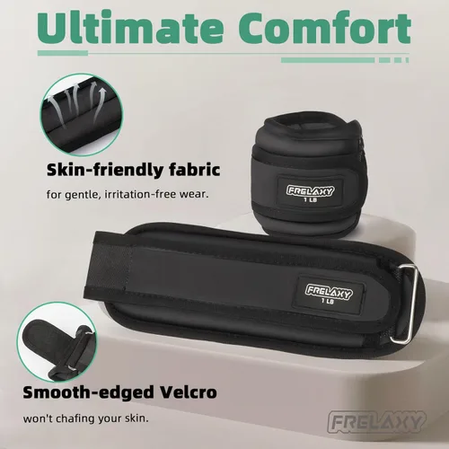 Miniatura 2 de Frelaxy Pesas de Tobillo y Muñeca para Mujeres, Hombres y Niños, Cómodas y Ajustables, Juego de Pesas para Piernas y Brazos para Caminar, Gimnasio