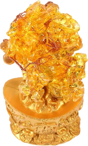 LIFKOME Estatua única del árbol de la suerte del árbol del dinero del arte del cristal del adorno de la suerte para el regalo de la decoración china