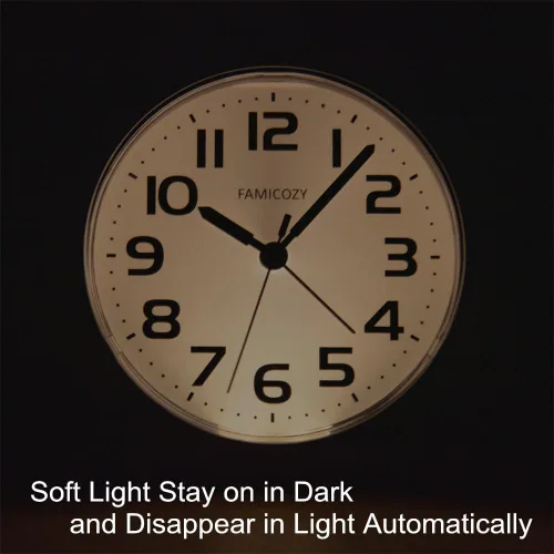 Miniatura 2 de FAMICOZY Reloj despertador con retroiluminación automática, silencioso sin tictac para personas mayores con problemas de visión, fácil