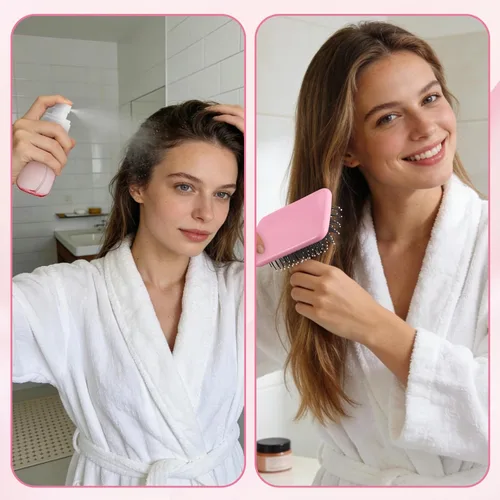 Miniatura 2 de ProSuites Juego de 76 cepillos de pelo rosa para bebés y niñas, cepillo de cuero cabelludo con asa, cepillo desenredante para el cabello, botella