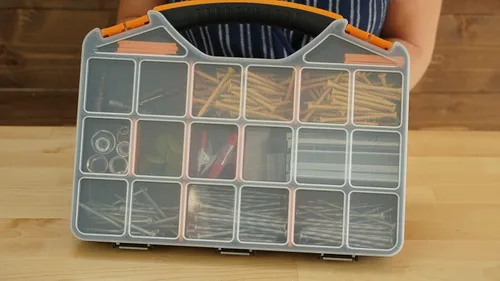 Miniatura 6 de Massca Caja organizadora de ferretería con divisores – Organizador de piezas pequeñas de 18 compartimentos con tapa accesible con bisagras