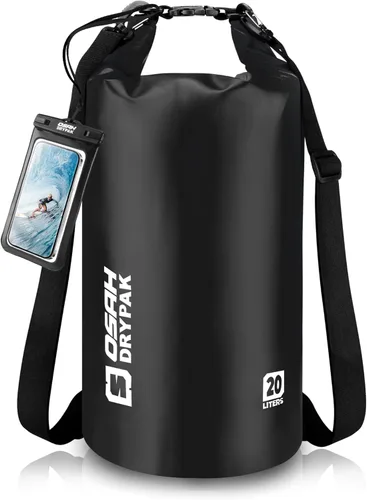 Miniatura 45 de Bolsa seca impermeable, 5L/10L/20L/30L/40L Mochila de almacenamiento ligera con funda para teléfono para mujeres y hombres, saco impermeable Gris
