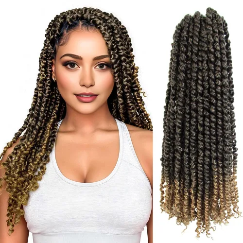 Miniatura 50 de Pelo Passion Twist de 8 pulgadas, trenzas de ganchillo pretrenzadas, paquetes de 8 paquetes (1B/negro natural)