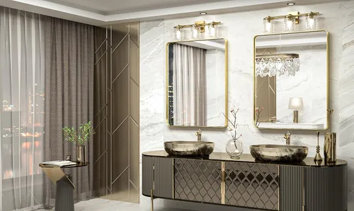 Miniatura 291 de TokeShimi - Espejo para pared de baño, espejo de tocador con marco de metal de aleación de aluminio mate cepillado e inoxidable, decoración rústica