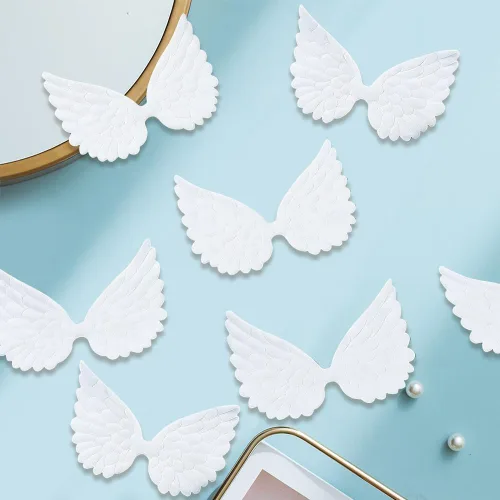 Miniatura 11 de GORGECRAFT 40 piezas de alas de ángel láser de 2.5 pulgadas, parches de alas en relieve, apliques rosados, mini alas para manualidades, accesorios