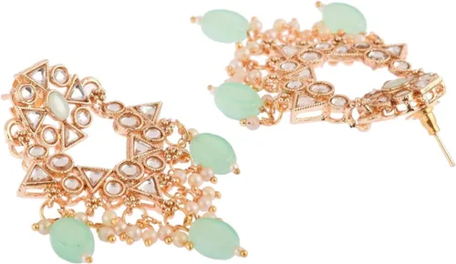 Miniatura 7 de Efulgenz Antique Gold Tone Choker Necklace Maangtikka and Earrings Set Indian Jewelry Sets for Women Indian Bridal Sets Ethnic Faux Kundan Crystal