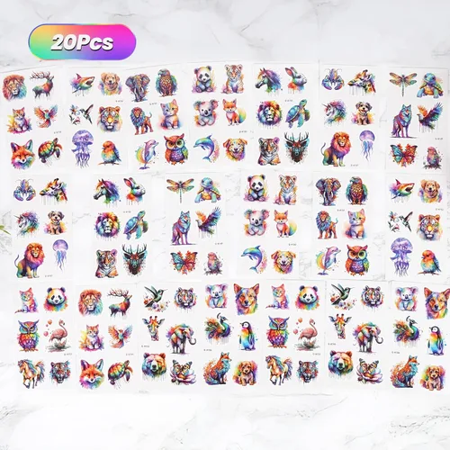 Miniatura 2 de 120 tatuajes temporales para niños, lindos tatuajes temporales de animales para niños y niñas, calcomanías de tatuajes falsos para regalos de fiesta