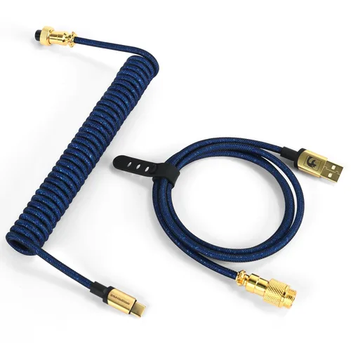 Miniatura 9 de ZIYOU LANG C03 Cable USB C a A en espiral personalizado con cable espiral de nailon trenzado de doble manga desmontable, línea de resorte Negro