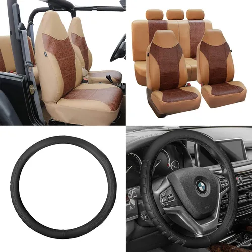 Miniatura 2 de Cojín de asiento FH Group tipo banco, de cuero sintético, ultracómodo, apto para la mayoría de los vehículos, camionetas, vehículos utilitarios