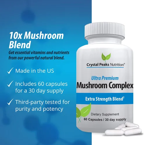 Miniatura 5 de Mushroom Superfood Master Blend Suplemento de cápsulas de hongos, 10 complejos de hongos y adaptógenos - Melena de león, chaga, cordyceps, extracto