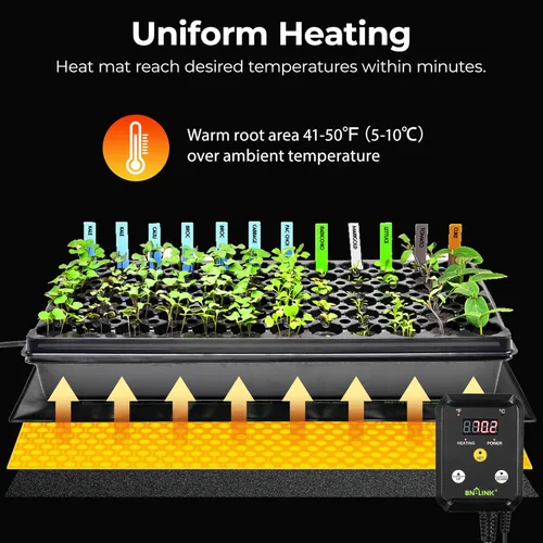 Miniatura 3 de BN-LINK Alfombrilla Térmica para Plántulas Almohadilla de Calentamiento 48" x 20.75" con Controlador de Termostato Digital Juego Combinado