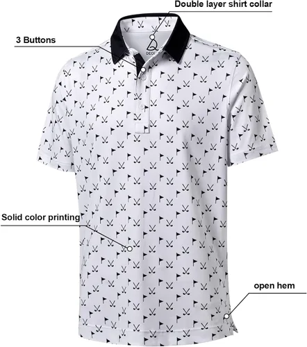 Miniatura 3 de DEOLAX Mens Golf Shirt Moisture Wicking Dry Fit Performance Mens Polo Shirt Regular Fit Fashion Print Short Sleeve Polo