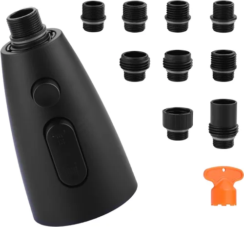 Miniatura 9 de Repuesto de cabezal de grifo de cocina: cabezal rociador de acero inoxidable, 3 modos de boquilla de pulverización extraíble con 9 adaptadores