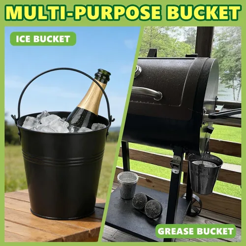 Miniatura 7 de Cubo de grasa para ahumador de pellets con paquete de 20 forros desechables de papel de aluminio para Traeger, Oklahoma Joe's, Pit-Boss, Camp Chef