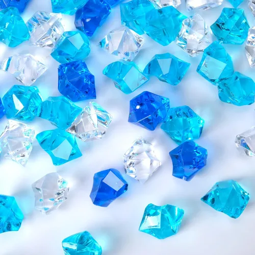 Miniatura 17 de Babenest - Rocas de hielo trituradas acrílicas, 150 piezas de cristales falsos, cubos de hielo de plástico, gemas de diamantes para rellenos