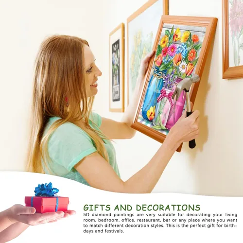 Miniatura 6 de AiYuanzsh Paquete de 6 pinturas de diamantes, kits de pintura de diamantes de flores para adultos, taladro completo por números 5D, arte floral