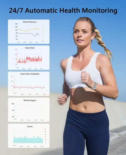Miniatura 4 de Pulsera inteligente para hombres y mujeres, rastreador de actividad de salud, monitor de sueño 24 horas, frecuencia cardíaca continua 24/7/7/presión