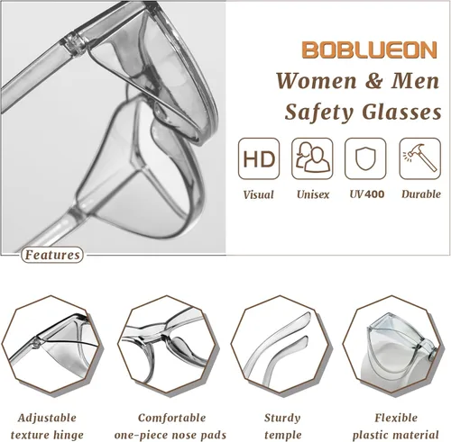 Miniatura 4 de Gafas de seguridad antivaho transparente con bloqueo de luz azul para protección ocular, gafas de enfermería para mujeres y hombres A1 Leopardo +