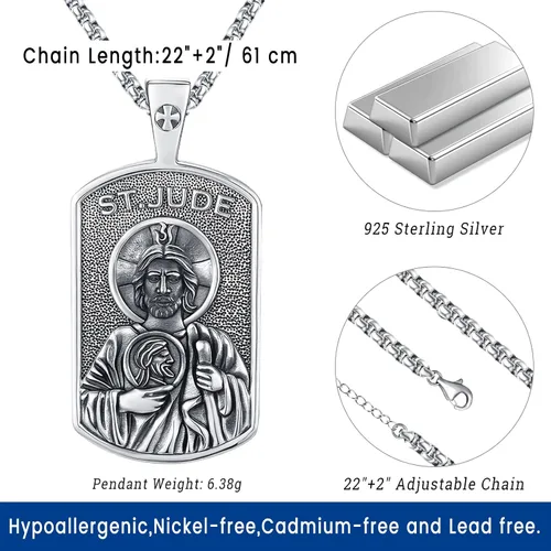 Miniatura 91 de Eusense San Miguel San Cristóbal San Benito San Judas Virgen María Collar chapado en oro 925 joyería religiosa para hombres y mujeres, collar