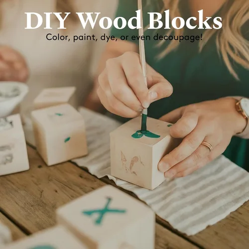 Miniatura 2 de Woodpeckers - Cubos de madera de 1 pulgada, caja de 50 cubos de abedul sin terminar, bloques cuadrados de madera para bebé, para hacer rompecabezas