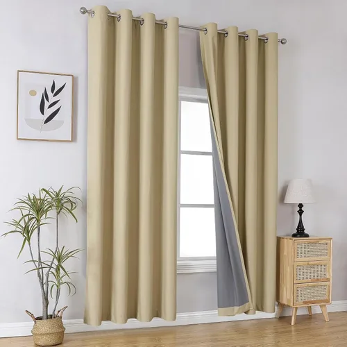 Miniatura 121 de Joydeco - Juego de 2 paneles de cortinas opacas de 63 pulgadas, 2 cortinas largas con aislamiento térmico burg, cortinas de oscurecimiento