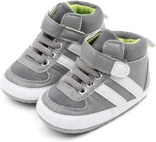 Miniatura 3 de Sekantrol Zapatos de cuna para recién nacidos, para niños y niñas, suela de goma suave, zapatos para bebés, zapatos deportivos de moda de caña alta