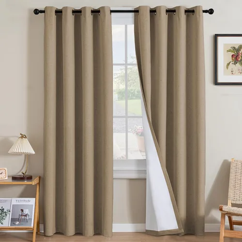 Miniatura 171 de H.VERSAILTEX Cortinas opacas de lino de 63 pulgadas de largo, 100% absolutamente opacas, con aislamiento térmico, con textura de lino, con ojales