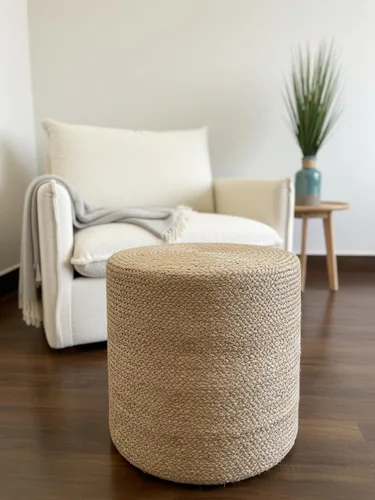 Miniatura 18 de S & L Homes Puf otomano – 100% yute trenzado a mano, tejido a mano, tradicional puf bohemio para sala de estar, dormitorio, guardería, patio, sala