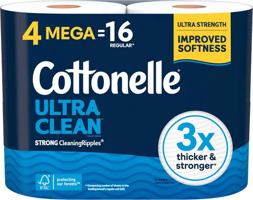 Miniatura 9 de Papel higiénico Cottonelle Ultra Clean, 9 Mega Rolls = 36 Regular Rolls, el empaque puede variar