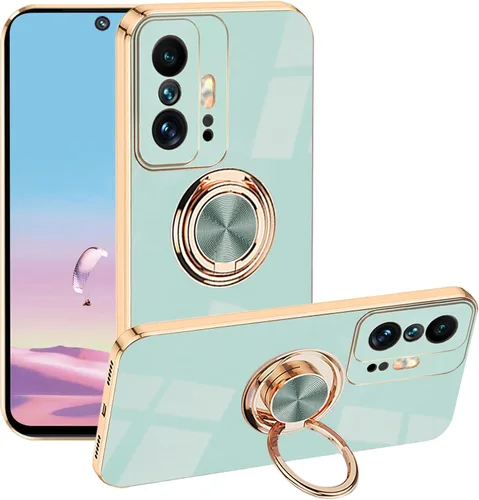 Compatible con Xiaomi 11T Pro Case Ring Holder Magnet Silicone, Xiaomi 11T Pro Phone Case para Xiaomi 11T Funda de silicona delgada blanca cubierta