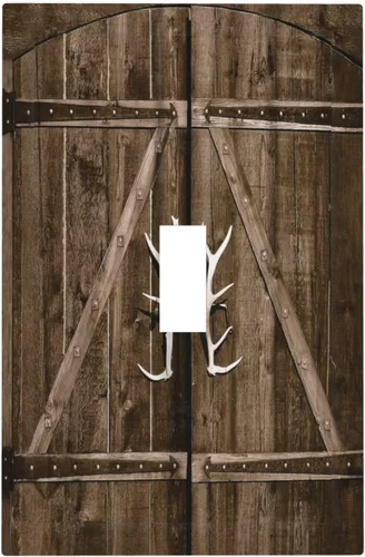Cubierta de Interruptor de Palanca Única de Asta de Venado de Madera de Estilo Rústico de Granja Placa Decorativa de Pared de 1 Banda Placa Frontal