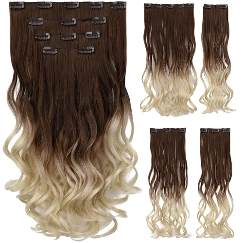 Miniatura 22 de Extensión de cabello negro oscuro, extensiones de cabello con clip, de 18 pulgadas, ondulado, sintético, 5.5 onzas, HSPCYGG de 22 pulgadas, cabello