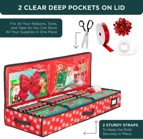 Miniatura 4 de HOLDN' STORAGE Contenedor de Almacenamiento Premium para Papel de Regalo - Duradero 600D Resistente a Desgarros, Cabe 27 Rollos de Papel de Regalo