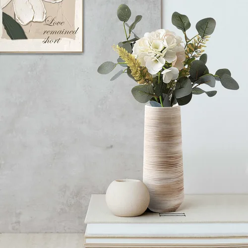 Miniatura 25 de ALMA Jarrón blanco alto para piso, jarrón extra grande de 18'' para ramo de flores secas de hierba de las pampas, jarrones grandes de cerámica